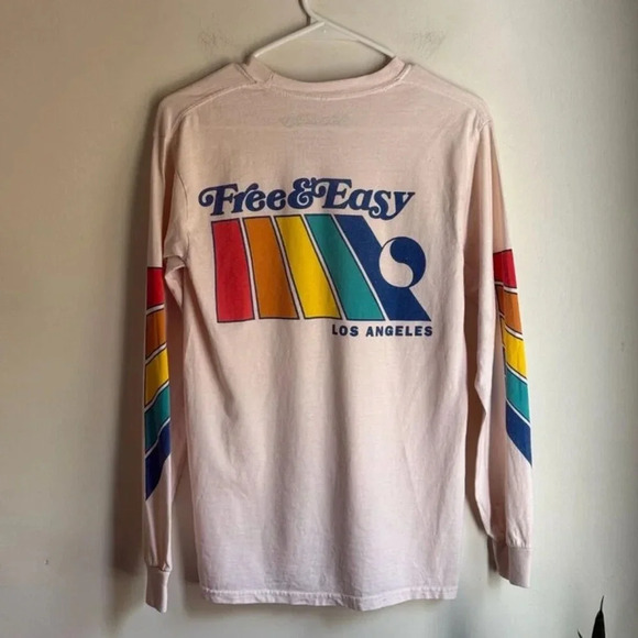 Free & Easy Natural Rainbow LS Tee Size Pale Pink in Size Small - Picture 6 of 7